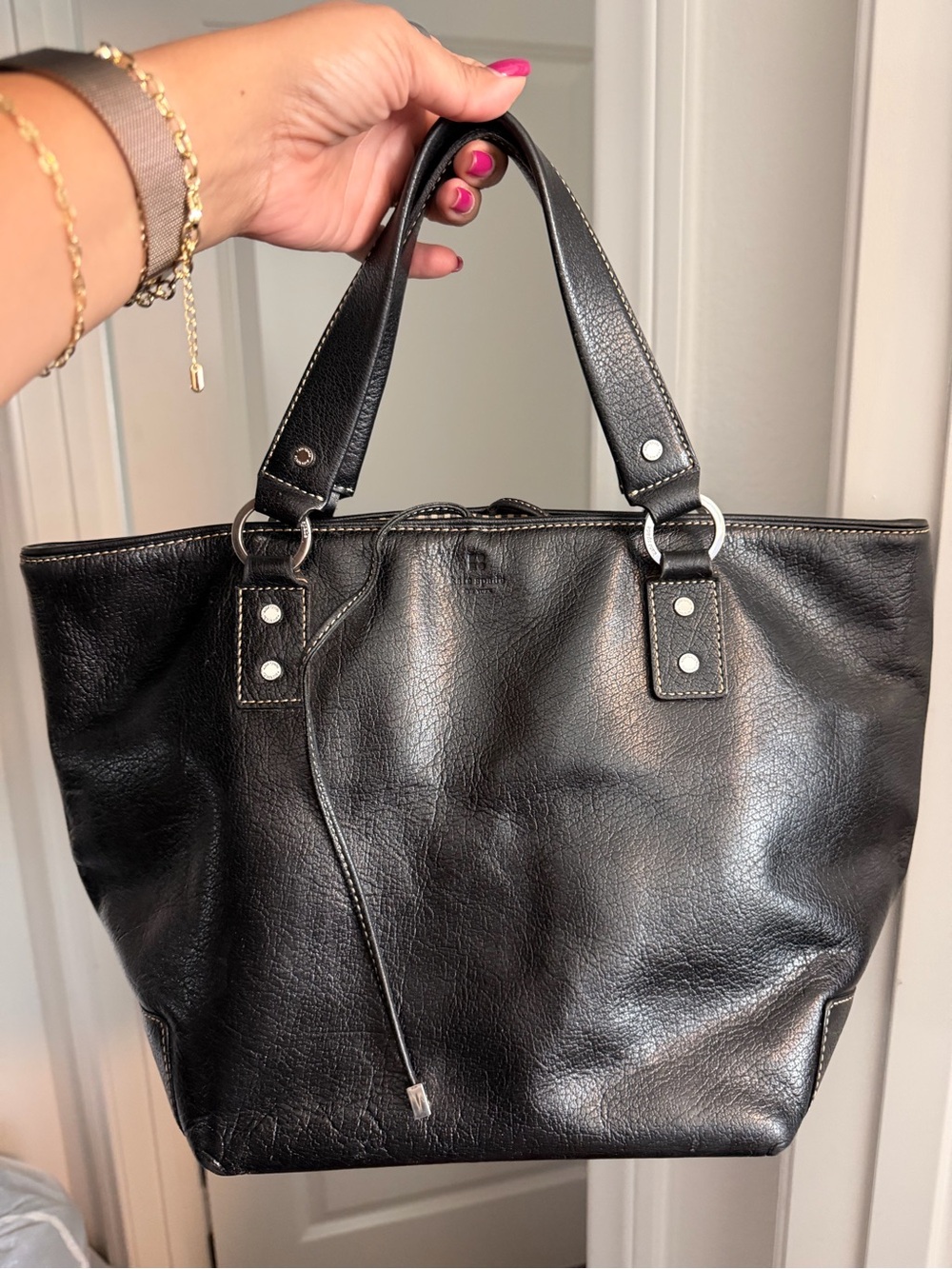 Kate Spade Black Leather Tote with Double Handles